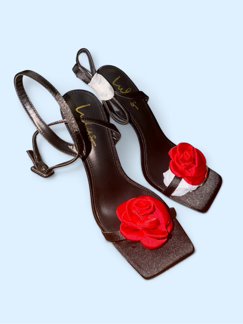 Lulu's Black Heels with Red Rose